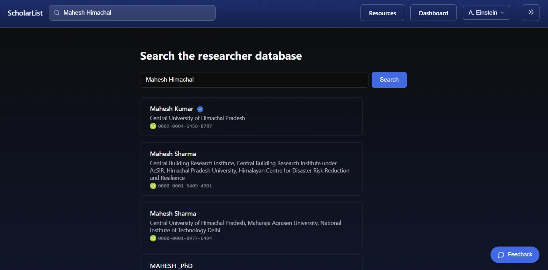 ScholarList search
