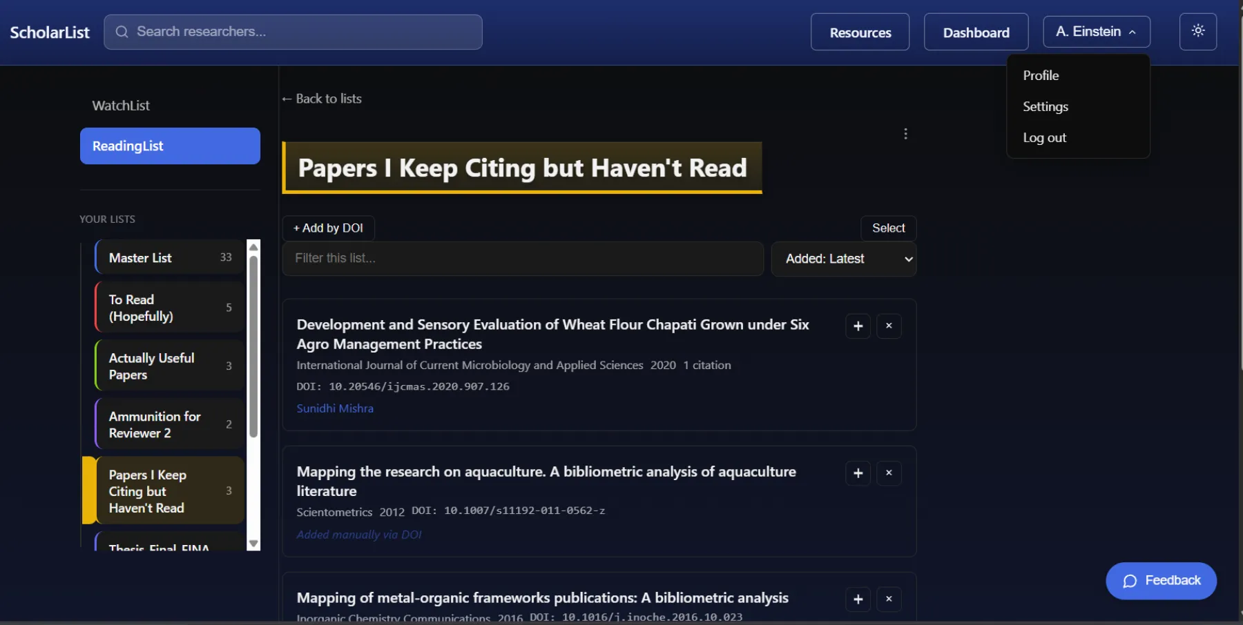 ScholarList ReadingList